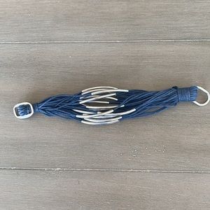 Cute blue and silver yarn bracelet